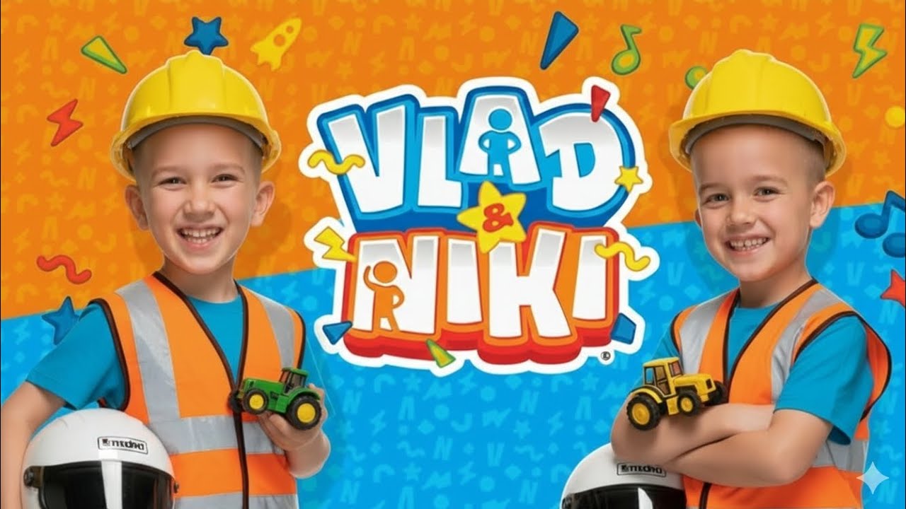 Vlad and Niki Play with Big Bulldozer at Construction Site