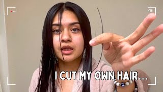 i impulsively cut my own hair at midnight // Stephy's vlogs