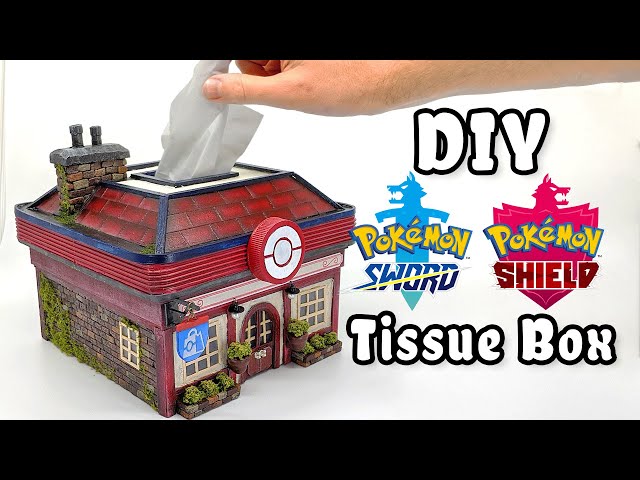 How to make a Pokémon Center Tissue Box // DIY Craft, tabletop RPG terrain class=