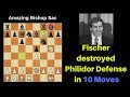 Bobby Fischer Destroyed Philidor Defense in Just 10 Moves : Amazing Bishop Sacrifice Trick