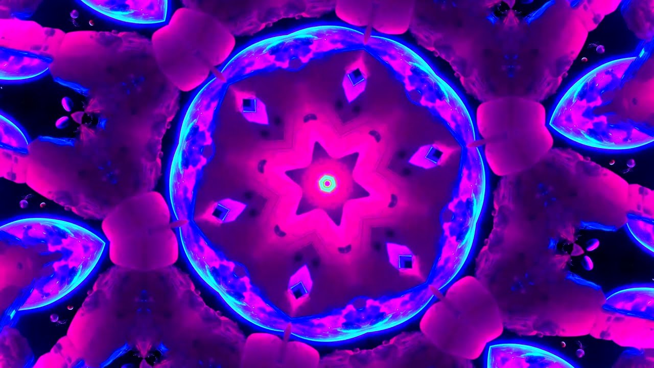 Abstract Neon Ultraviolet Background (No Sound) - Kaleidoscope Copyright Free Video, Art Screensaver