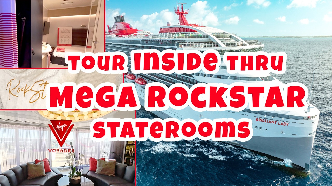 Tour solo cabin thru Mega RockStar suite on Virgin Voyage's Brilliant Lady