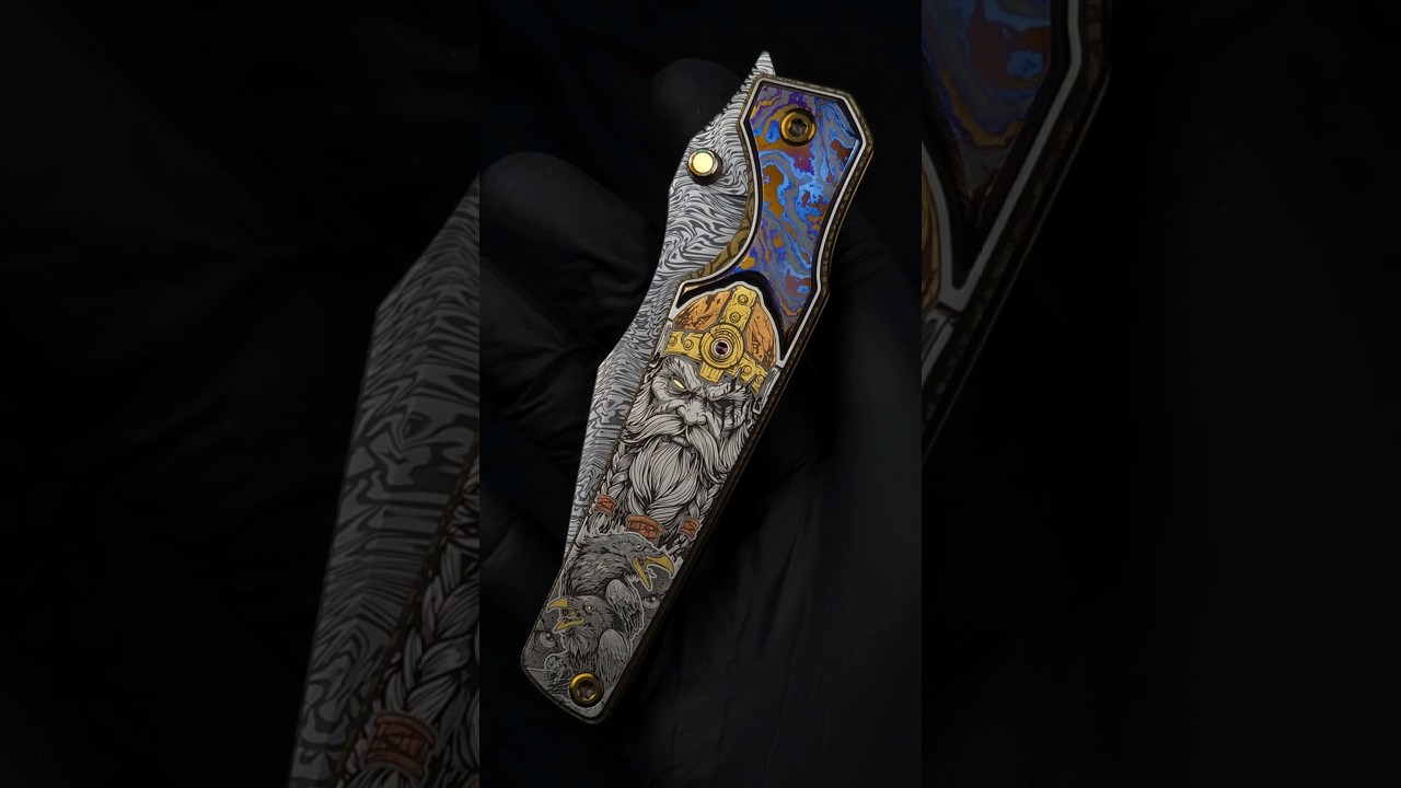 Norse Gods - Odin — UNCOVSKY handcrafted Damascus folding knife