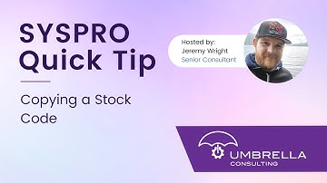 SYSPRO Quick Tip | Copying a Stock Code