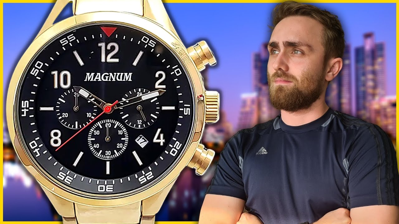 Relógio Masculino Magnum Automático Luxo Dourado Original Cor Do