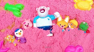 Pororo bermain pasir warna bersama Crong, Poby, Patty, Loopy, Roody, Edy, Harry | Bermain Pororo