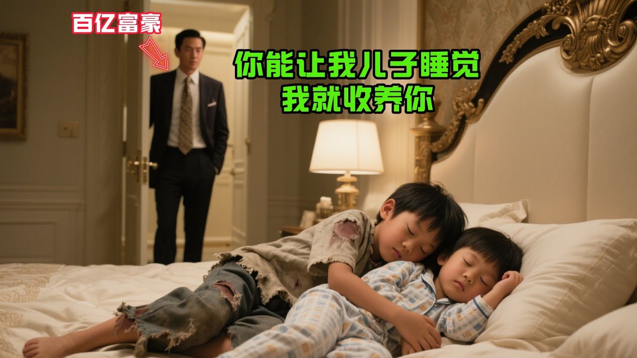“你能讓我兒子睡覺我就收養你!”一個百億富豪對流浪男孩説，隻見兒子在男孩身旁快速的入睡了，富豪愣住了…