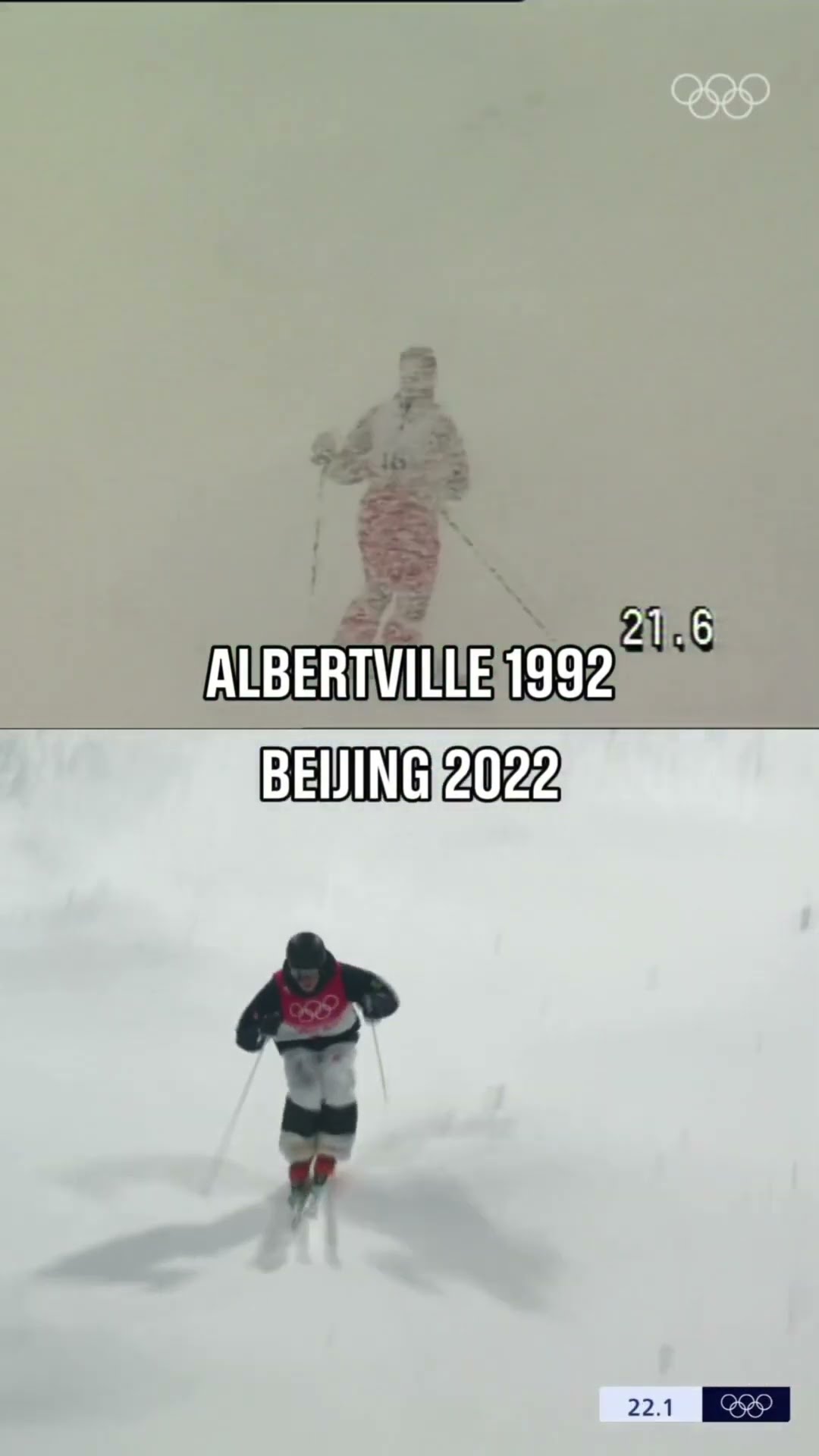 From Albertville 1992 to Beijing 2022, mogul skiing brings the same intensity decades later! ⛷️❄️