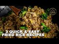 3 QUICK Fried Rice with Ground Meat | Beef and Broccoli, Lemongrass Chicken & Pork Adobo Fried Rice!