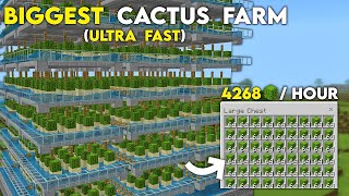 NEW and BIGGEST CACTUS FARM in Minecraft Bedrock 1.21 ! (Ultra Fast)