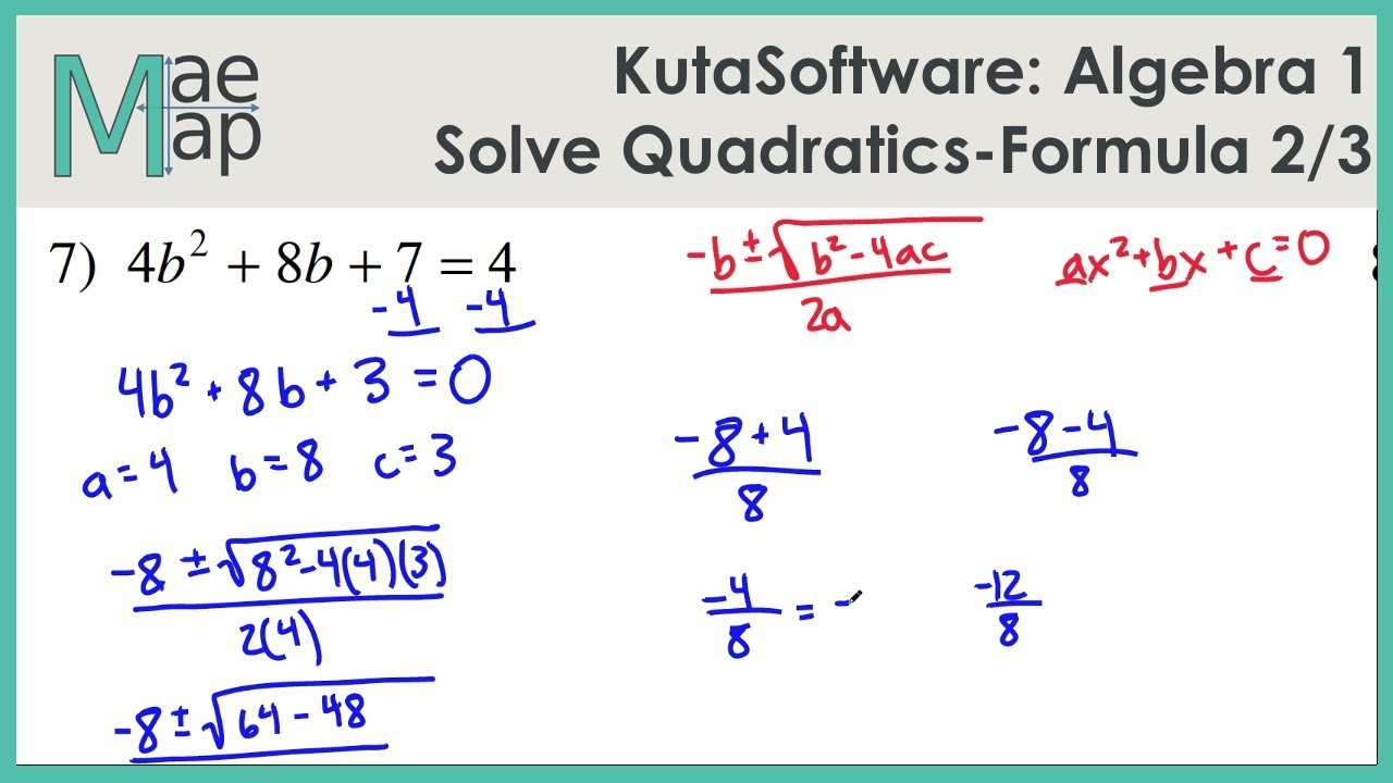 KutaSoftware: Algebra 11- Using Quadratic Formula Part 11 Intended For Using The Quadratic Formula Worksheet