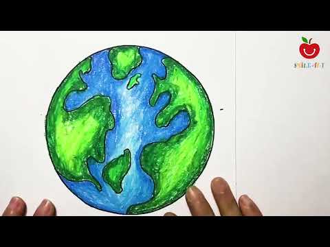 Cách vẽ trái đất  | vẽ quả địa cầu| how to draw earth | vẽ tranh cổ động bảo vệ trái đất| smile art