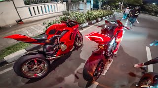 DUO PANIGALE V4 NIGHT RIDE KENA SUNDUL HARLEY🥹