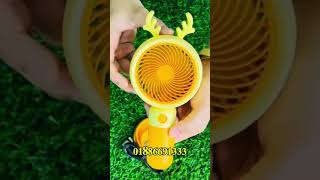Rechargeable Cartoon Shape Stylish Mini Turbo Fan With Phone Holder – Multicolor#MiniFan #PortableFa