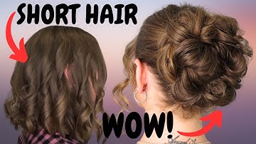 EASY messy bun updo on short hair - hairstyles for short hair