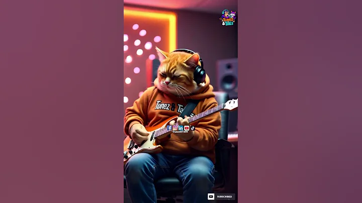 ORANGE Cat Rocks Out to African Makossa on Guitar! #cat #catshorts #catlovers #ai #aivideo #aiart