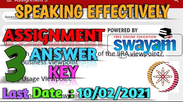 NPTEL Assignment 3 Answer key |Speaking Effectively| Credit Course |Last Date Submission-10/02/2021