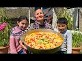 The whole family loves Homemade pizza made with love! Life in an Azerbaijani village