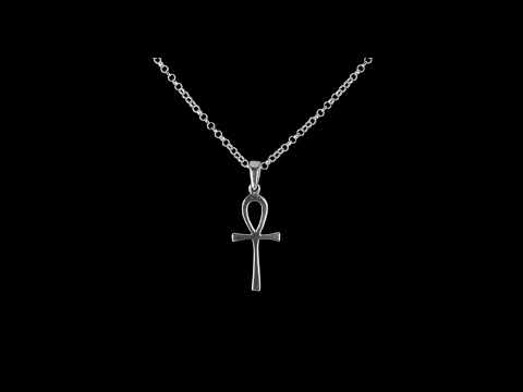 Simple Egyptian Hieroglyphs Ankh Cross Pendant .925 Silver Necklace 4 Sizes - video from Bling Jewelry