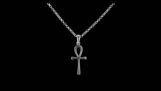 Simple Egyptian Hieroglyphs Ankh Cross Pendant .925 Silver Necklace 4 Sizes