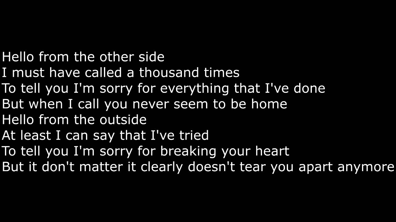 Adele - Hello (Lyrics) - YouTube