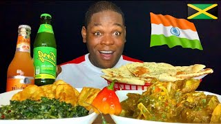 HUGE LAMB CURRY MUKBANG | NAAN BREAD | SPINACH | FRIED SWEET PLANTAINS | JAMAICAN INDIAN FOOD