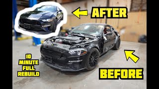 Rebuilding Wrecked 2019 Ford Mustang GT Rebuild in 10 Mins like THROTl