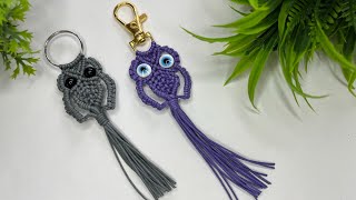 DIY Handmade Macrame owl 🦉 keychain