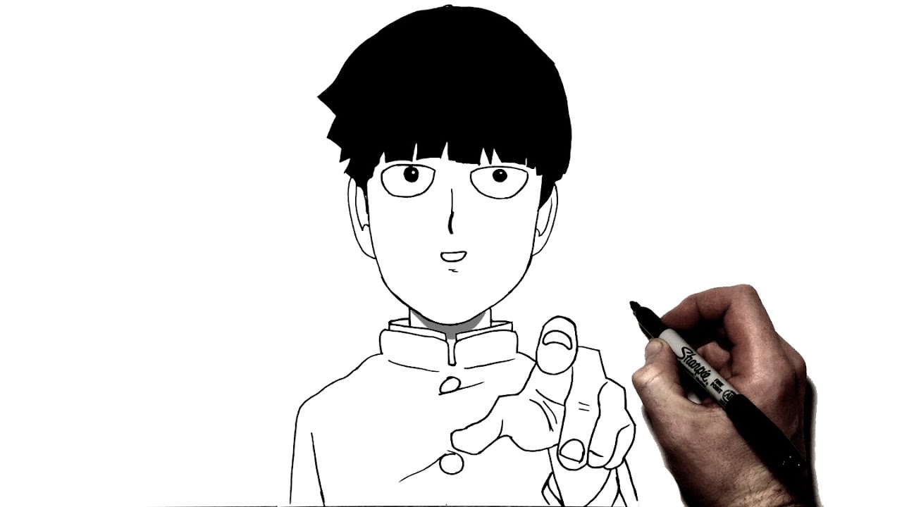 art, step by step, drawing, tutorial, how to draw mob, mob psycho 100, how ...