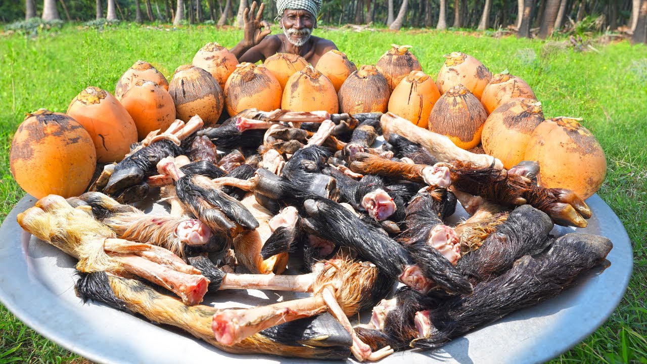 GOAT LEG WITH TENDER COCONUT RECIPE | ஆட்டு காலுடன் இளநீர் | Village Traditional Food | Grandpa Show