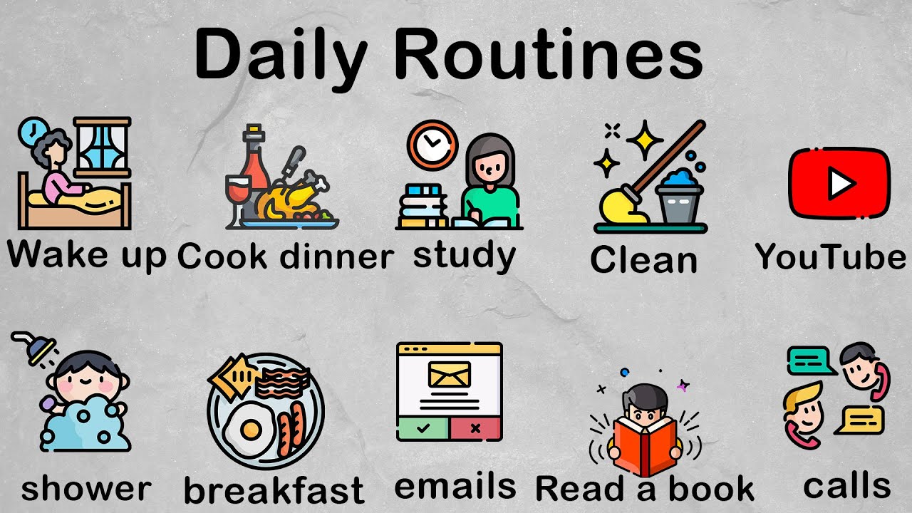 Daily Routine Vocabulary | Daily Routines In English - Vocabulary - YouTube