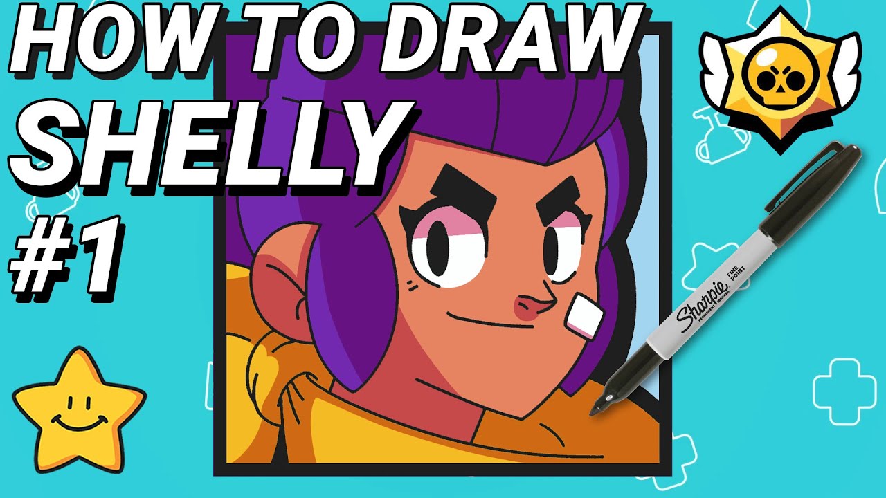 How To Draw Shelly Icon Brawl Stars Step By Step Tutorial Youtube - brawl stars cheli