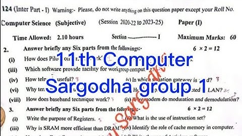 11th class computer sargodha group 1  paper 2024 | 1st year computer first time paper 2024