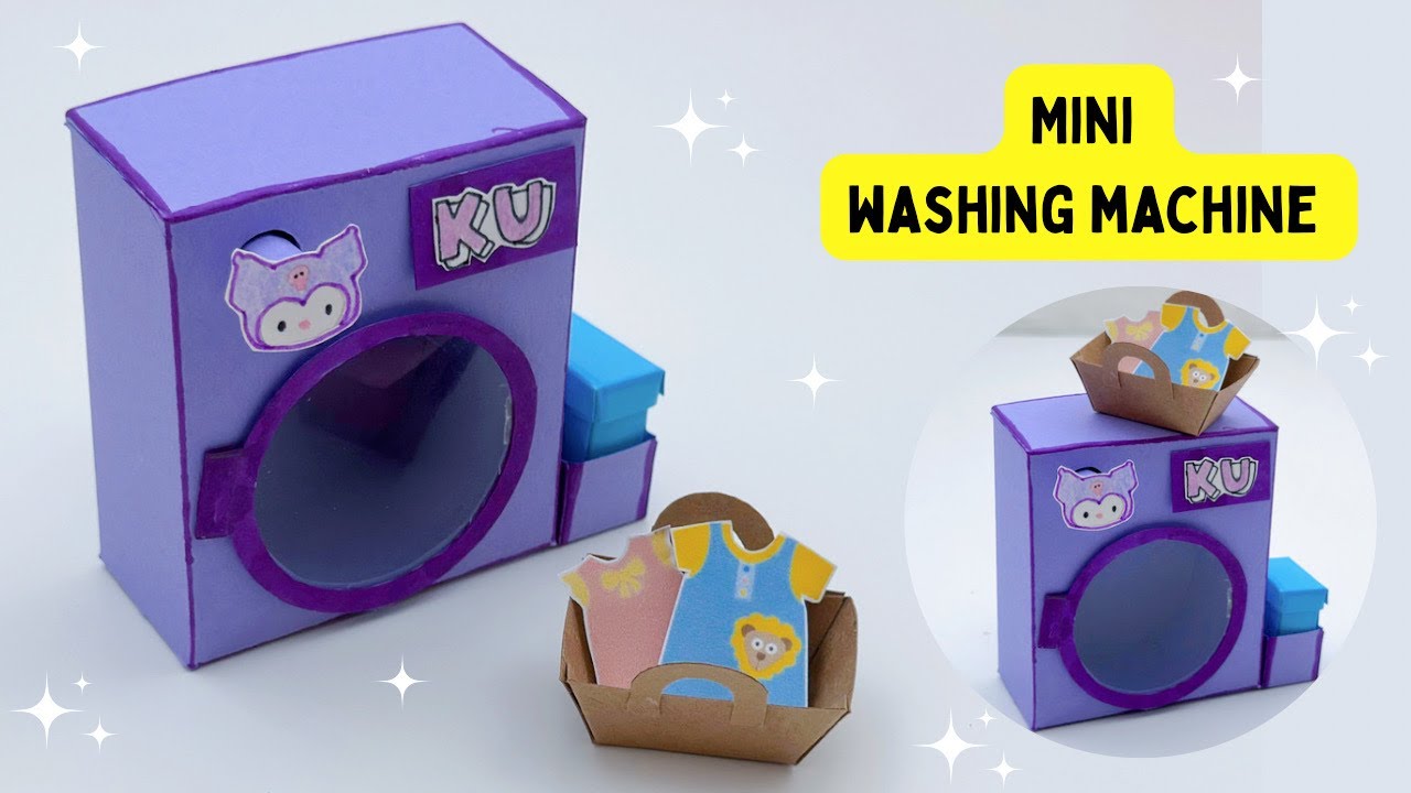 DIY MINI PAPER WASHING MACHINE / Paper Craft / 3d Paper WASHING MACHINE