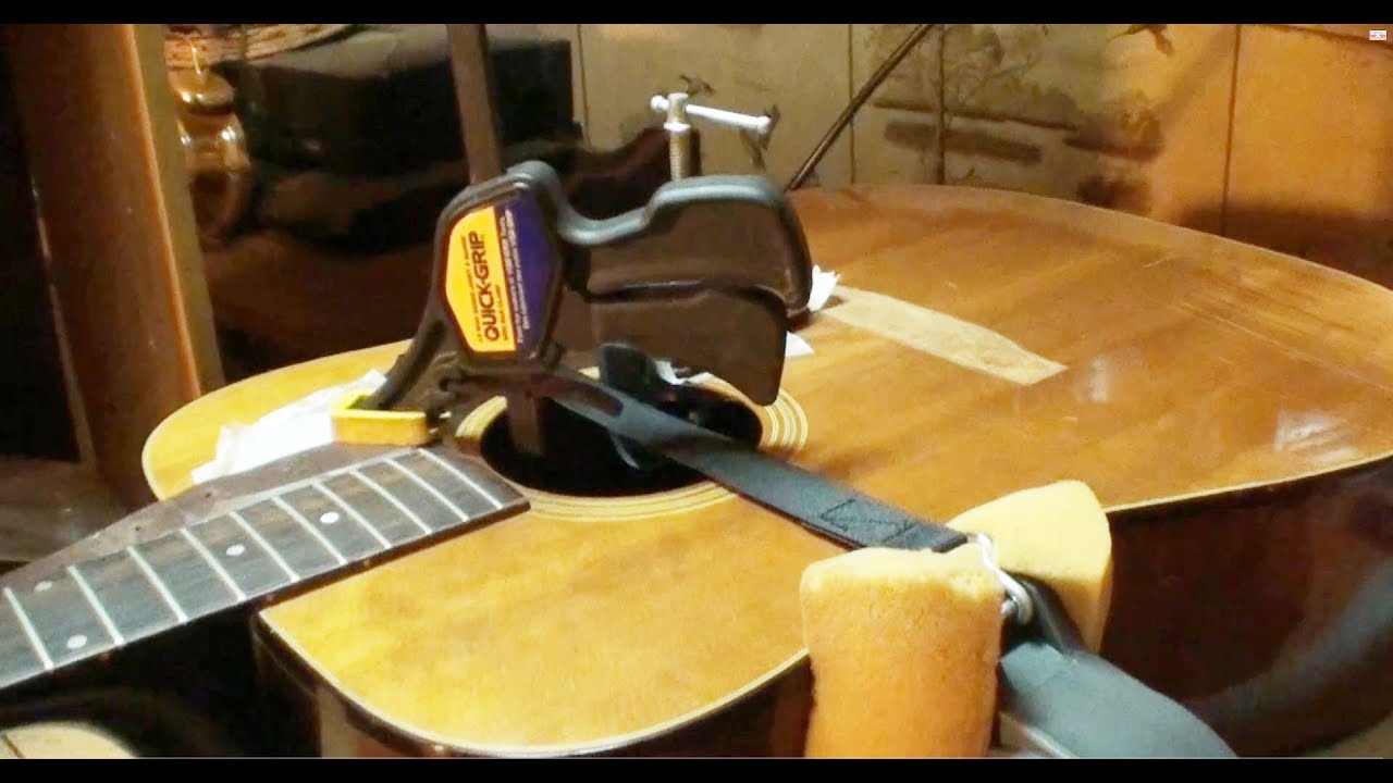 gibson j40 guitar top crack repair and a visit from Q ball! YouTube
