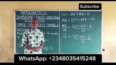 JAMB UTME Past Questions and Answers: Change of Subject Formula #maths #jambmath @content-academy
