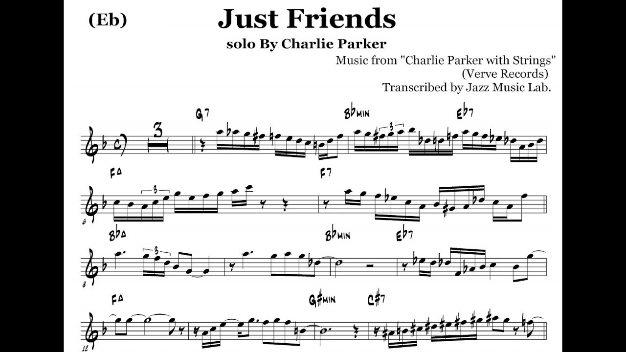 Eb) Transcription of Charlie Parker's Solo on Just Friends