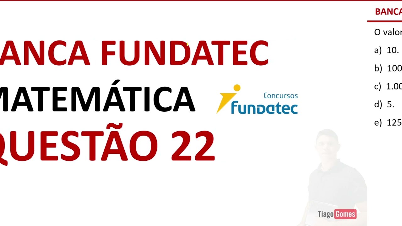 Banca Fundatec 👉 Questão 22 Matemática Nível Médio #matemática Novo Ebook