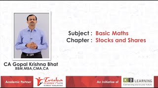 II PUC|Basic Maths|CH-9 Stock And Shares|01_Important Terms