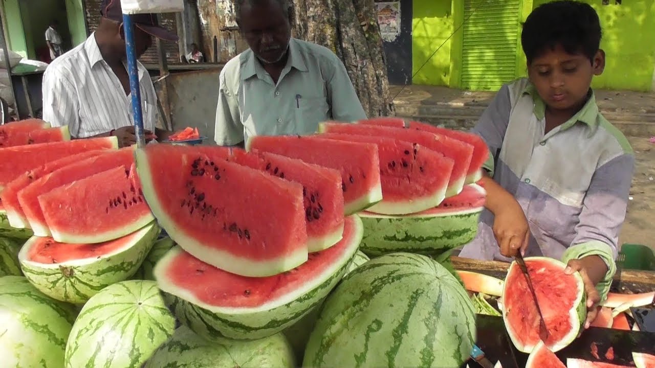 Juicy Healthy Watermelon & Papaya Street Fruits in Vellore Tamil Nadu South India YouTube