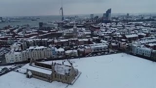 Drone footage shows snow-covered Portsmouth as 'mini beast from the east' hits screenshot 1