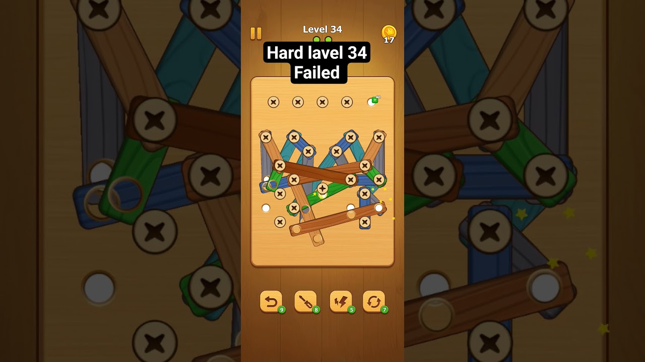 screw Wood nut bolt hard level 34 faild