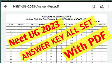 Neet UG 2023 Answer key  all set with PDF