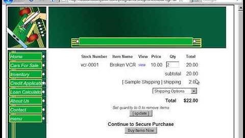 Shopping Cart Rate Table Demo