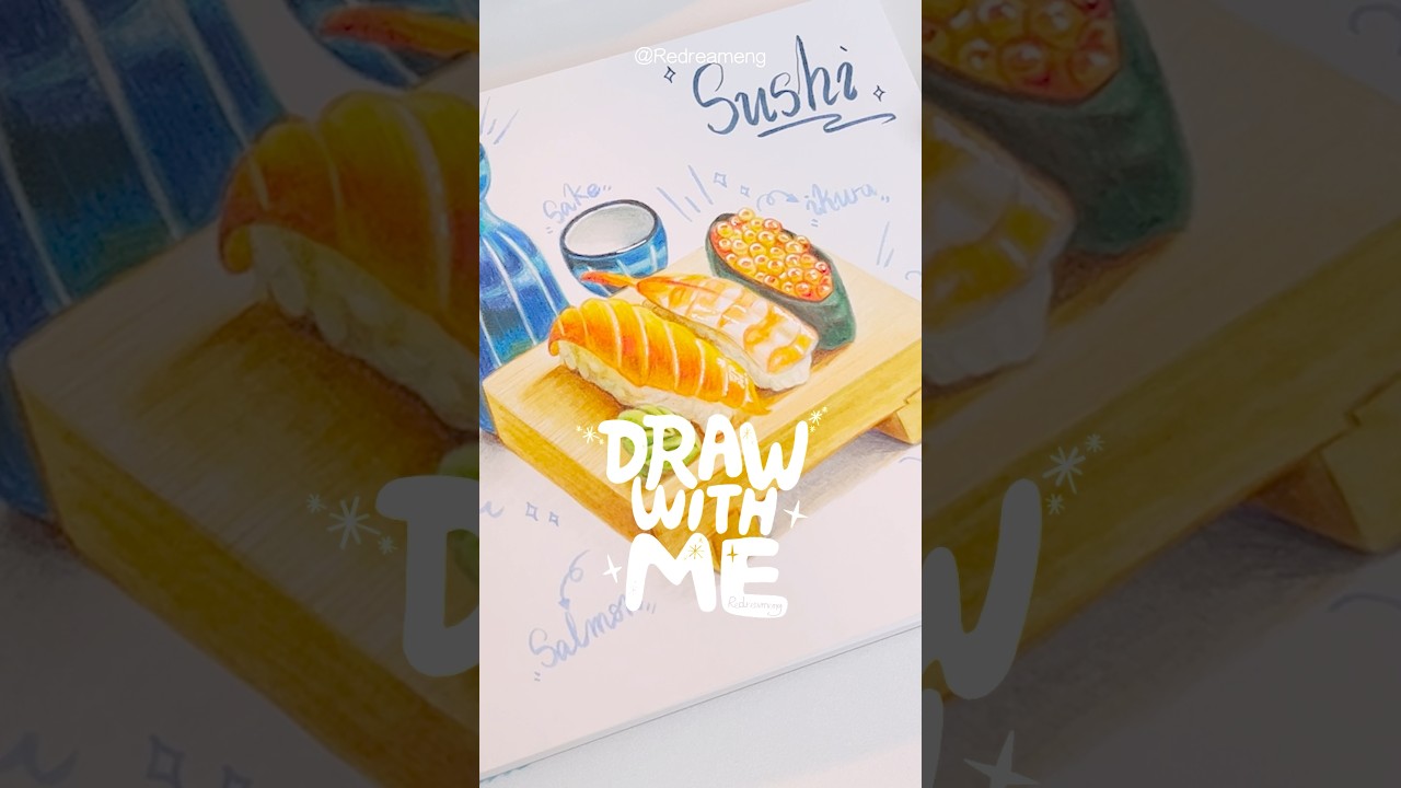 Let's draw food illustrations with me 🖌️🍣 Nigiri sushi set ♡ 