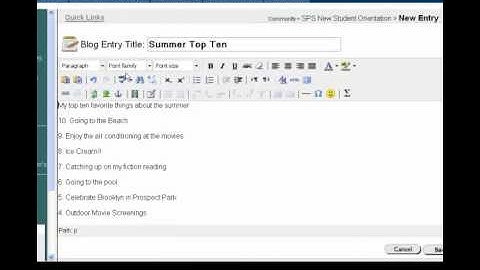 Blogging in Blackboard