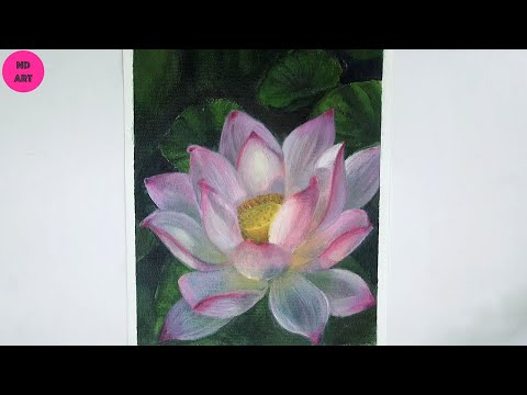 Cách vẽ hoa sen bằng màu acrylic | How to draw Lotus Flower