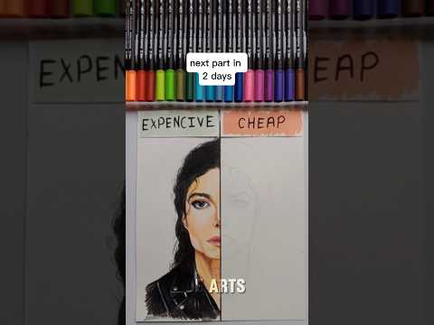 Drawing  Michael Jackson🎤 But,   ✨Cheap VS Expensive✨ #art #michaeljackson #shorts