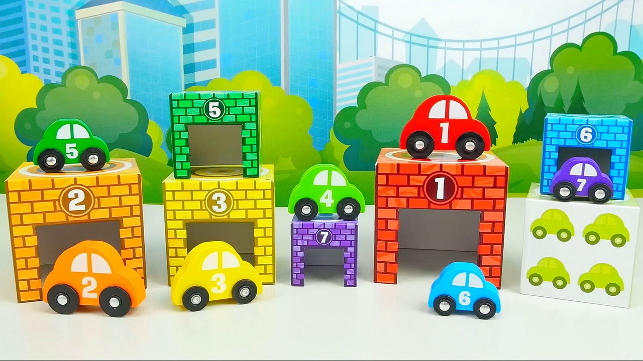 Игрушка игры машинка. Цветные гаражи для детей. Развивающие машинки с цифрами и гараж. Гараж с машинками для малышей. Цветные машинки и гаражи.
