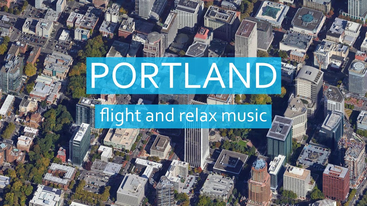 Portland from above / fly over city / USA / Meditation and sleep music / 1080[HD]